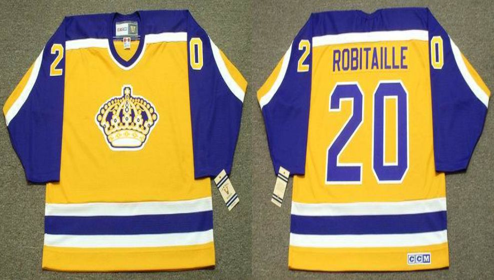 2019 Men Los Angeles Kings #20 Robitaille Yellow CCM NHL jerseys